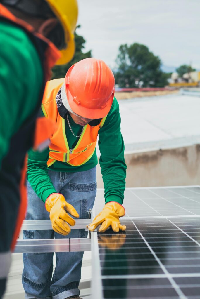 Solar Panel Installation Experts installing solar panels on a rooftop for a residential solar energy project